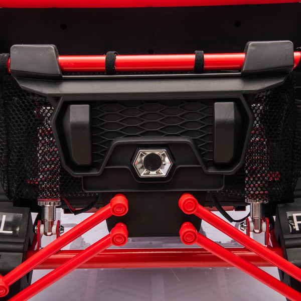 English Elm 24v Two Seater Kids Utv with Parental Remote Dual Motors Four Wheel Suspension Led Red W1578P198433