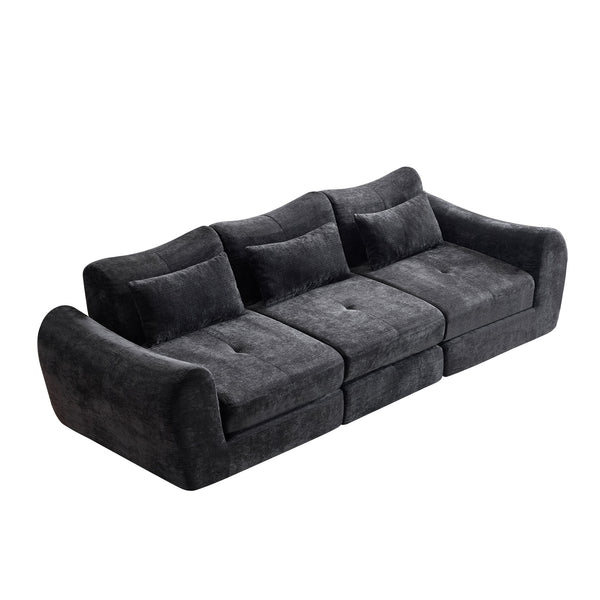 English Elm Modular Cloud Sectional Sofa Bed with Flannelette Upholstery for Flexible Living Black W1829S00074