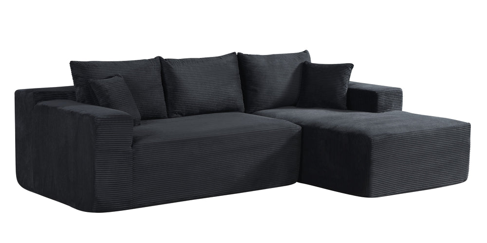 English Elm 2-Piece Convertible Corduroy L-Shaped Sofa With Pillows - Modular, Stylish, No Assembly Required! B2735P384505