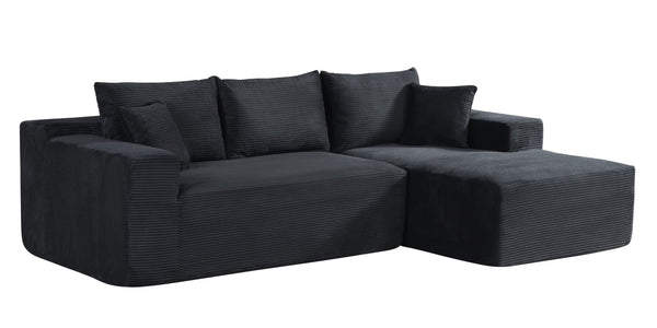 English Elm 2-Piece Convertible Corduroy L-Shaped Sofa With Pillows - Modular, Stylish, No Assembly Required! B2735P384505