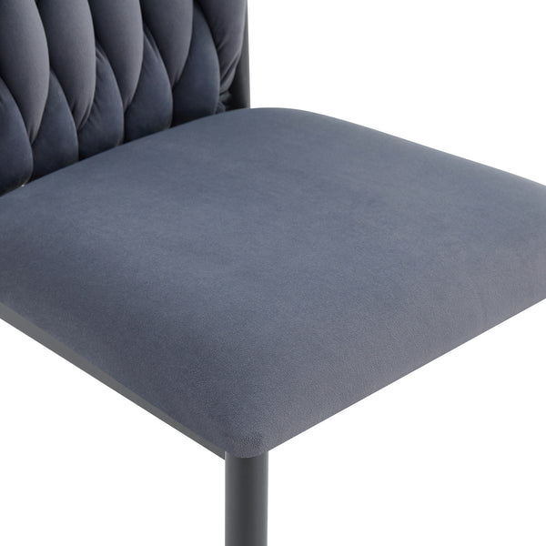 English Elm Elegant Velvet Tufted High Back Dining Chair with Tapered Metal Legs for Modern Rooms W3875P401461