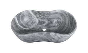 English Elm Carrara Gray Marble Vessel Sink - Semi-Polished, Unique Design For Elegant Bathrooms, 23.6X14.2 Inches W1696P333270