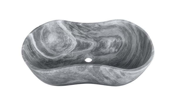 English Elm Carrara Gray Marble Vessel Sink - Semi-Polished, Unique Design For Elegant Bathrooms, 23.6X14.2 Inches W1696P333270