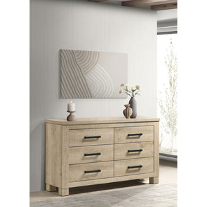English Elm Sansome Six Drawer Weathered Oak Dresser with Bronze Pulls for Modern Farmhouse Bedrooms B062P447951