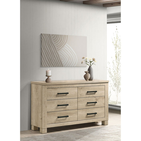 English Elm Sansome Six Drawer Weathered Oak Dresser with Bronze Pulls for Modern Farmhouse Bedrooms B062P447951