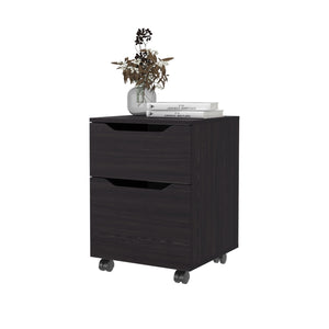 English Elm FM Nogales NightStand with 2 Drawers — Compact Scratch-Resistant Melamine Bedside Table for Small Rooms Wenge 24.41 L x 21.65 W x 5.91 H B128P301387