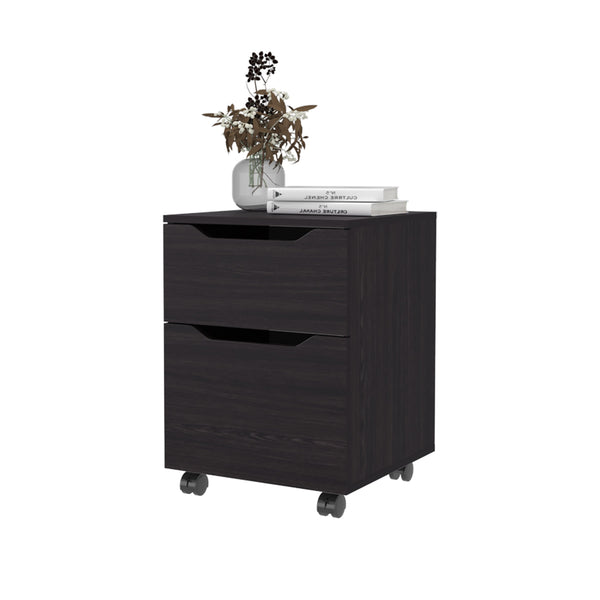 English Elm FM Nogales NightStand with 2 Drawers — Compact Scratch-Resistant Melamine Bedside Table for Small Rooms Wenge 24.41 L x 21.65 W x 5.91 H B128P301387