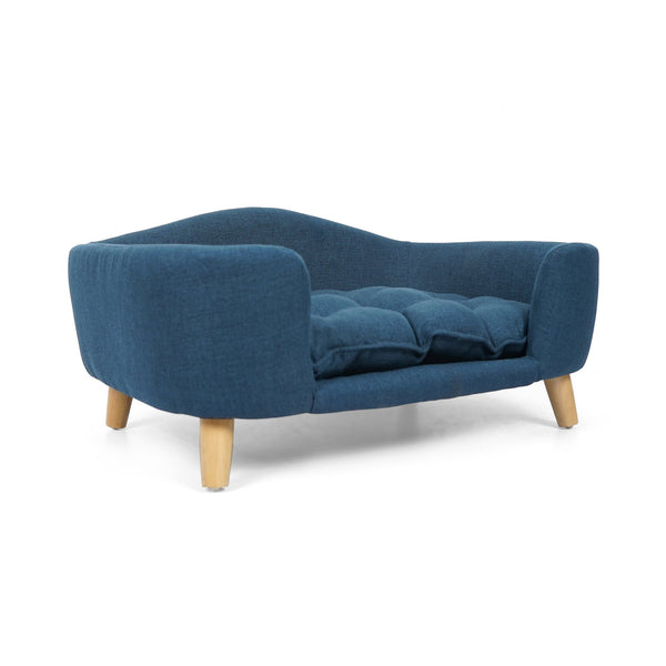 English Elm Christopher Knight Home® - DOG Bed Mid-Century Modern Small (11–25 lbs) Navy Fabric Plush Tufted Cushion with Birch Legs, 30.5x23x11 N779P179967B