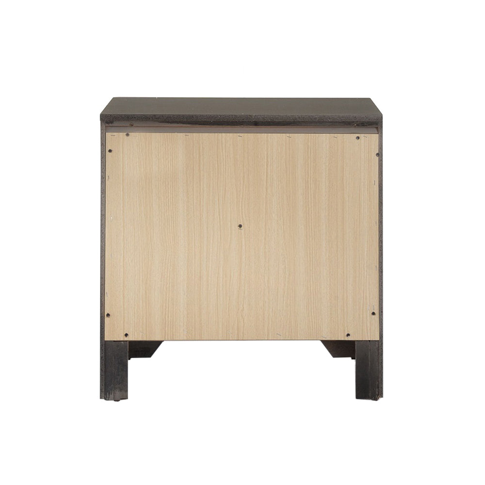 English Elm 2 Drawers Solid Wood Nightstand - Modern Gray Finish With Elegant Angled Design & Ample Storage Space B016P253437