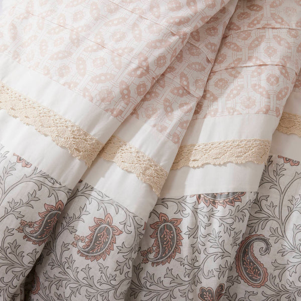 JLA Home Madison Park - 9 Cotton Percale Comforter Set Madison Park Dawn — 9pc paisley cottage chic, OEKO-TEX breathable, lace & pintuck accents MP10-6868