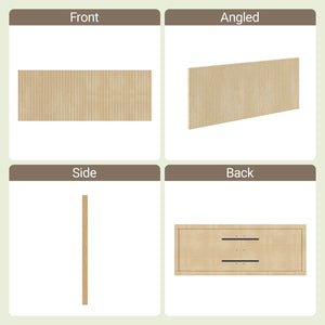 English Elm Modern Wavy Wall-mounted Queen Headboard with Organic Wood Grain Bohemian Bedroom Texture Oak W1820P407911