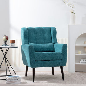 English Elm Modern Accent Chair with Ergonomic Chenille Upholstery, Padded Foam Seat and Solid Wood Legs, Stylish Lounge Seating for Living Room Bedroom Reading Nook Teal W1028P162721