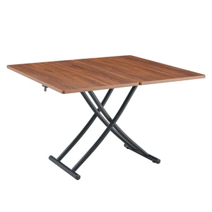 English Elm Modern Adjustable Lift Table Walnut Grain Mdf Top Slim Metal Legs Home Office Use Black + Dark Walnut W1151P303874