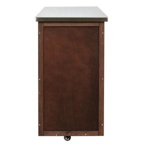English Elm Foldable Outdoor Kitchen Cart with Stainless Worktop Fir Wood Frame and Lockable Wheels Dark Brown N719P380278S