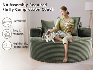 English Elm Round Cloud Sectional Sofa Bed with Memory Foam Cushions for Studio Living Spaces Green W3224P444283