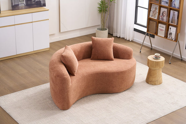 English Elm LY-042 Zen-Inspired S-Curved Dual-Depth Loveseat with Chenille Upholstery, Ready-to-Use Comfort Coral W2231P329722
