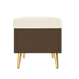English Elm Modern Boucle Tufted Storage Ottoman Bench with Gold Legs for Bedroom or Entryway Beige N719P305620A