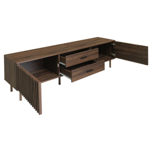 English Elm 70inch Rattan Door Media Console with Iron Legs Natural Wood Finish Living Room N710P429516Q
