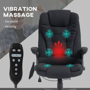 English Elm HOMCOM Executive Massage Office Chair with 6-Point Vibrations, Lumbar Heat, Tilt Recline Comfort Black W2225P173850