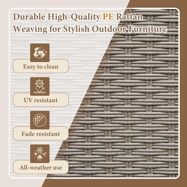 English Elm Patio All-Aluminum PE Wicker Bar Table with Umbrella Hole, Gas Tank Support & Spacious Storage, Beige W1859S00170