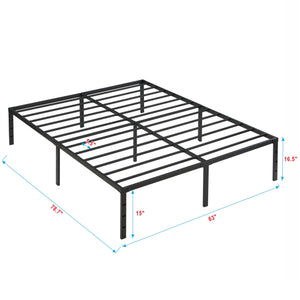 English Elm Queen Platform Bed Frame Heavy Duty Steel Slats Matte Black Modern Bedroom Base W2297P419870