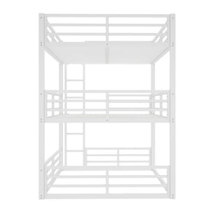 English Elm Full Triple Bunk Bed - Sturdy Metal Frame With Safety Guardrails, Space-Saving, Noise-Reducing Design W1580S00166
