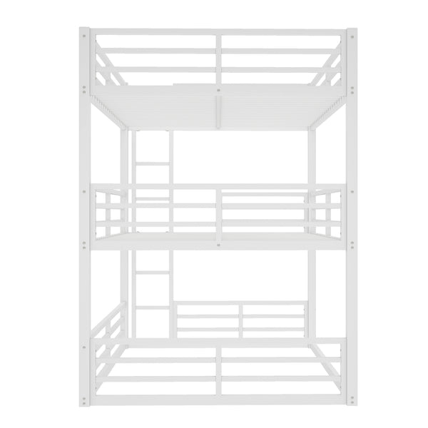 English Elm Full Triple Bunk Bed - Sturdy Metal Frame With Safety Guardrails, Space-Saving, Noise-Reducing Design W1580S00166