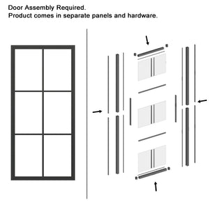 English Elm 30 in Matte Black Steel Sliding Barn Door Frosted Glass Privacy Panel with Hardware B2763P483217