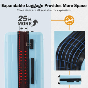 English Elm 2 Piece Abs Hard Shell Spinner Luggage Set with Tsa Lock Expandable Travel Suitcases Light Blue N732P198744N