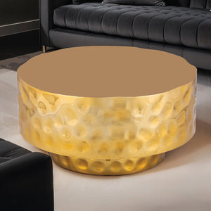 English Elm CT-90-25-30 Hand-Hammered Stainless Steel Coffee Table in Gold — Modern Rounded Design, Unique Texture, Luxe Finish (90) B009P321116