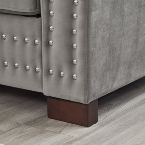 English Elm Modern Velvet Loveseat With Silver Nailhead Trim – Stylish, Compact, And Comfortable For Any Space W1097S00183