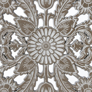 English Elm 2 Pcs Botanical Wall Panels - Distressed Carved Wood Decor Set For Rustic Elegance In Any Space B035P366542