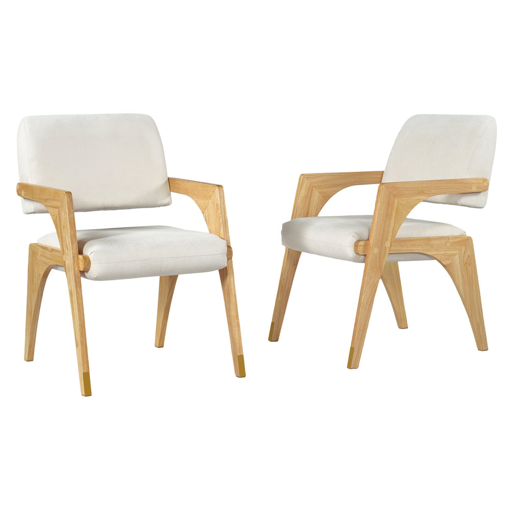 English Elm Mid-century Modern Dining Arm Chairs Rubber Wood Splayed Legs Upholstered Set of 2 N768P446218N
