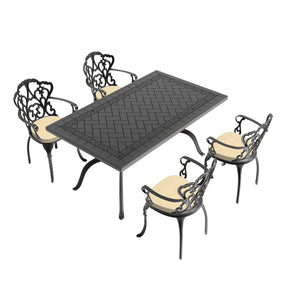 English Elm 5-Piece Cast Aluminum Patio Set With Off-White Cushions – Durable, Ergonomic, Stylish Outdoor Dining W1710S00083