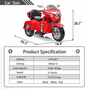 English Elm 12v Kids Electric Ride on Motorcycle with Led Lights Bluetooth Music and Storage Trunk Red W1760P237297