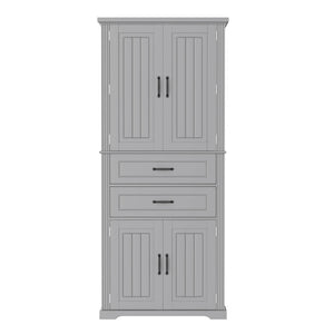 English Elm [video] Floor to Ceiling Matte Storage Cabinet with Drawers Shelves and Adjustable Interior Gray N759P407762E
