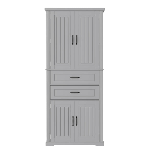 English Elm [video] Floor to Ceiling Matte Storage Cabinet with Drawers Shelves and Adjustable Interior Gray N759P407762E