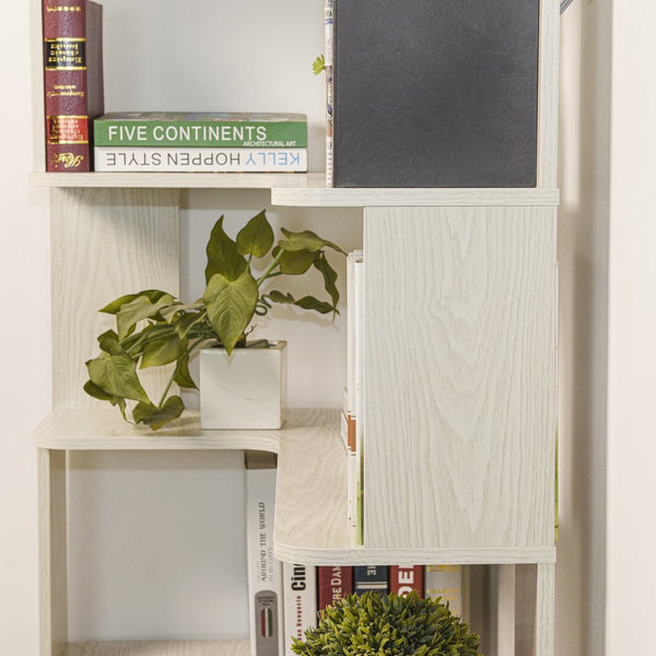 English Elm 90cm L-shaped Corner Bookshelf Five Tier Open Storage for Office Bedroom Living Room W2899P444148