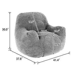 English Elm Bean Bag Chair With Memory Foam - Plush Teddy Upholstery For Cozy Relaxation In Any Space! W2200P247712