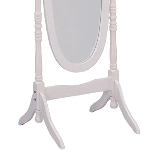 English Elm 59.25" Tall Standing Wooden Floor Mirror with Elegant Oval Cheval Frame, Adjustable Tilt and Classic Finish White B072115937