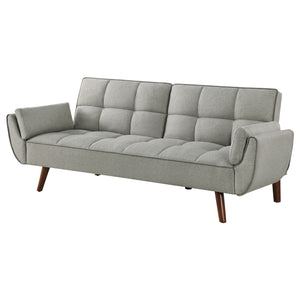 English Elm Caufield Grey Tufted Convertible Sofa Bed with Linen-Like Upholstery, Turquoise Accent & Walnut Legs B062P358303