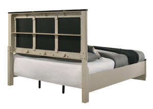English Elm Travonte Upholstered Eastern King Bed Linen Padded Headboard Marble Panel Detail B2756S00005