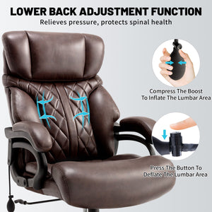 English Elm 500lbs Heavy Duty Executive Chair Wide Spring Seat Ergonomic High Back Home Office Brown W5201P418242