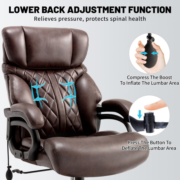 English Elm 500lbs Heavy Duty Executive Chair Wide Spring Seat Ergonomic High Back Home Office Brown W5201P418242