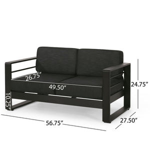 English Elm Christopher Knight Home® - MAYA Dark Gray MP1 Loveseat - Sleek Aluminum Frame, Compact 63.75" x 31.25" Outdoor Seating Comfort 69968.00