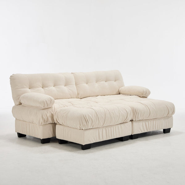 English Elm U Shaped Modular Sectional Sofa Flannelette Cloud Couch Deep Seat Plush Living Room Beige W2120S00029