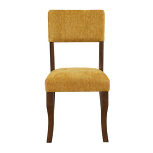English Elm Contemporary High Back Chenille Dining Chairs Solid Wood Frame Upholstered Set Brown,Mustard B011P439064