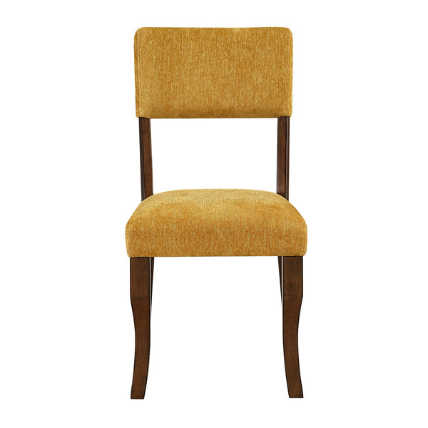 English Elm Contemporary High Back Chenille Dining Chairs Solid Wood Frame Upholstered Set Brown,Mustard B011P439064