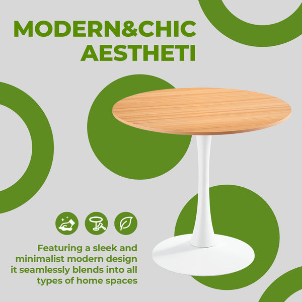 English Elm 1+4 Round Marble-look Mdf Pub Set with Metal Base for Kitchen or Home Bar W234S00139