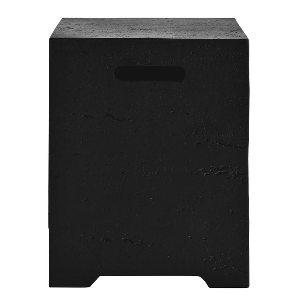 English Elm U_style Outdoor Mgo Propane Tank Cover Table Fluted Stone Finish Patio Side Accent Black N711P410561B